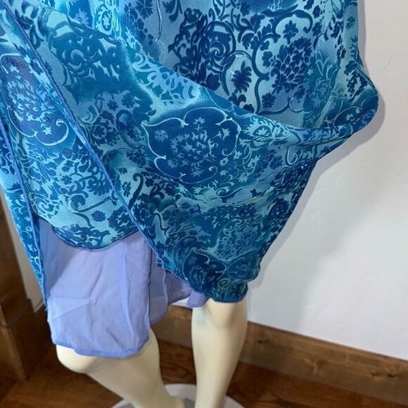 Vintage 90’s Layered Blue Floral Chiffon Long Skirt Size Large - Picture 9 of 11